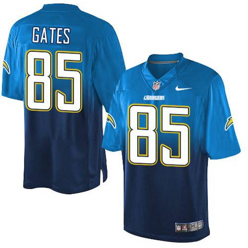 Los Angeles Chargers #85 Antonio Gates Electric Blue/Navy Blue Men's Stitched Elite Fadeaway Fashion Jersey Men's