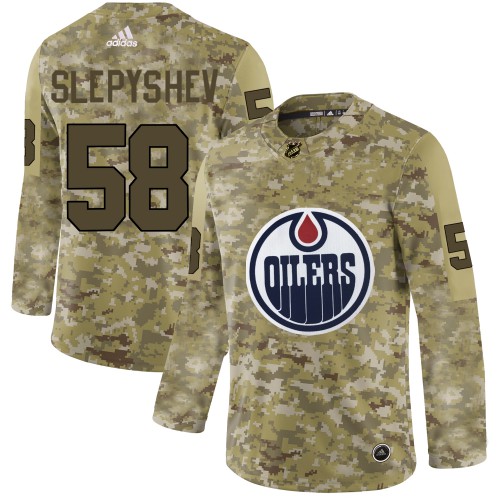 Adidas Edmonton Oilers #58 Anton Slepyshev Camo Authentic Stitched Jersey Men's