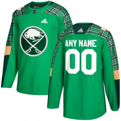 Men's Adidas Buffalo Sabres Personalized Green St. Patrick's Day Custom Practice Jersey