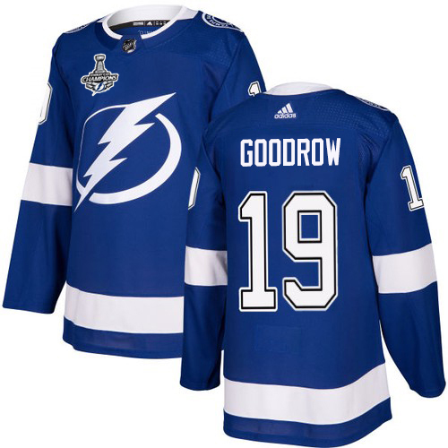 Adidas Tampa Bay Lightning #19 Barclay Goodrow Blue Home Authentic 2020 Stanley Cup Champions Stitched Jersey Men's