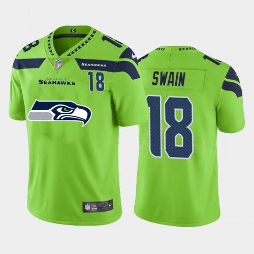 Seattle Seattle Seahawks #18 Freddie Swain Green Men's Big Team Logo Player Vapor Limited Jersey Men's