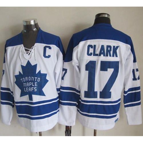Maple Toronto Maple Leafs #17 Wendel Clark White CCM Throwback Third Stitched Jersey Men's