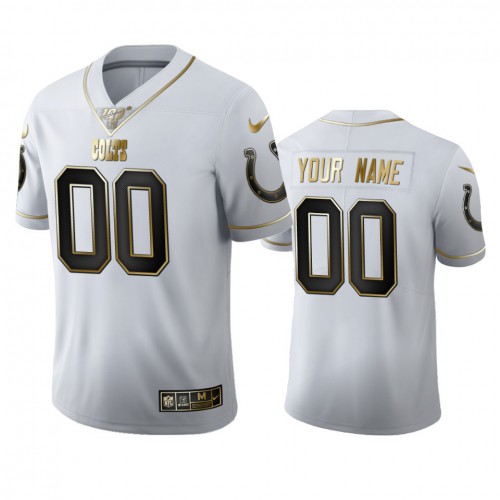Indianapolis Colts Custom Men's White Golden Edition Vapor Limited 100 Jersey