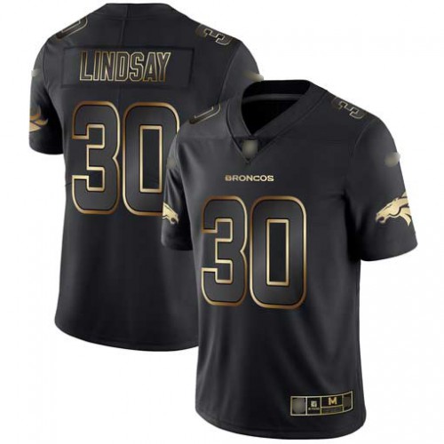 Denver Broncos #30 Phillip Lindsay Black/Gold Men's Stitched Vapor Untouchable Limited Jersey Men's