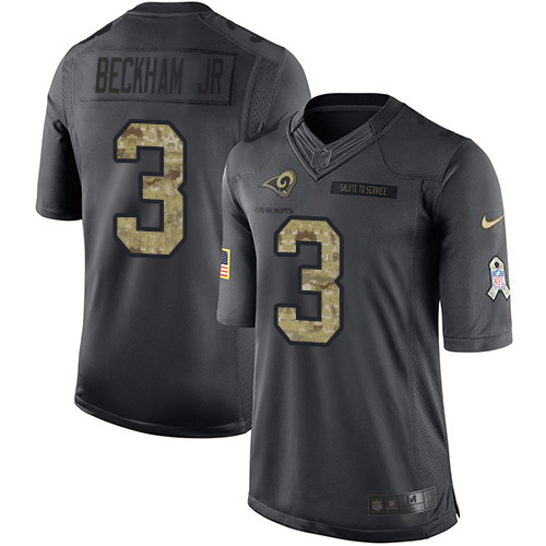 Los Angeles Rams #3 Odell Beckham Jr. Black Men's Stitched Limited 2016 Salute to Service Jersey Men's