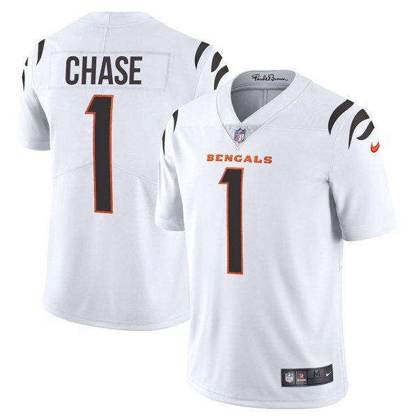 Cincinnati Bengals #1 Ja'Marr Chase White Men's Vapor Limited Jersey