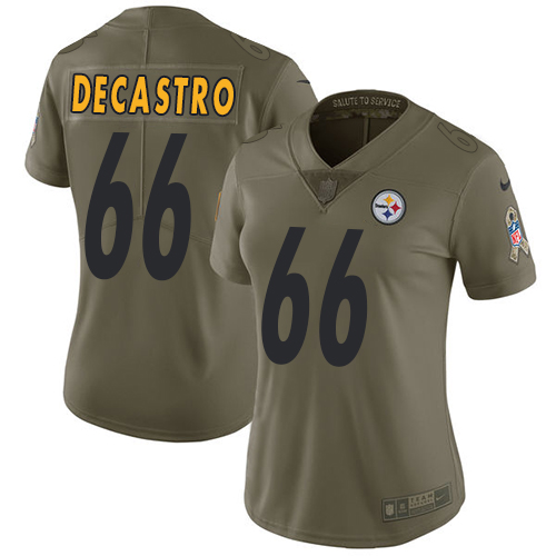 Pittsburgh Steelers #66 David DeCastro Olive Women's Stitched Limited 2017 Salute to Service Jersey Womens