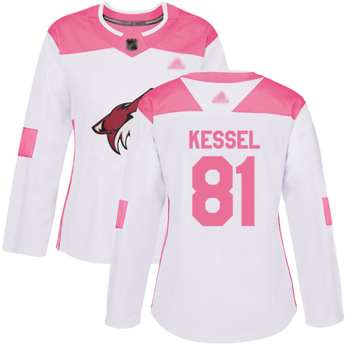 Adidas Arizona Coyotes #81 Phil Kessel White/Pink Authentic Fashion Women's Stitched Jersey Womens