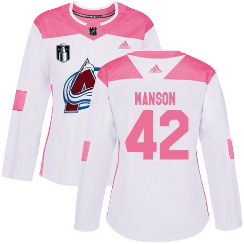 Adidas Colorado Avalanche #42 Josh Manson Burgundy White/Pink Authentic Fashion Women's Stitched Jersey Womens
