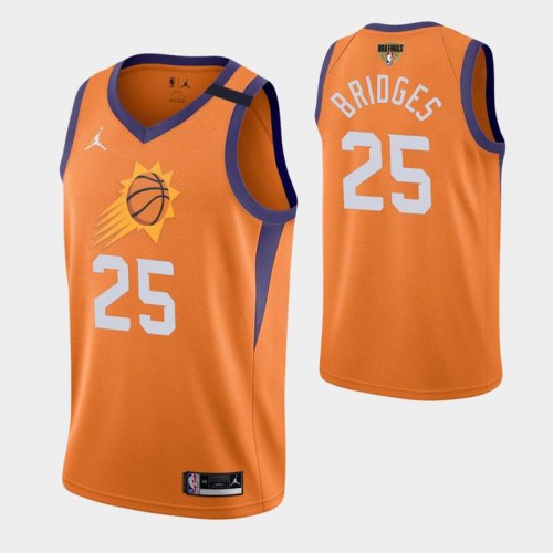 Phoenix Phoenix Suns #25 Mikal Bridges Mens 2021 Finals Bound Statement Edition Jersey Orange Mens