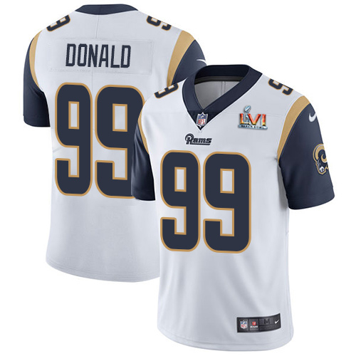 Rams #99 Aaron Donald White Super Bowl LVI Patch Youth Stitched Vapor Untouchable Limited Jersey