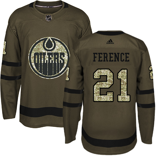 Adidas Edmonton Oilers #21 Andrew Ference Green Salute to Service Stitched Youth Jersey Youth
