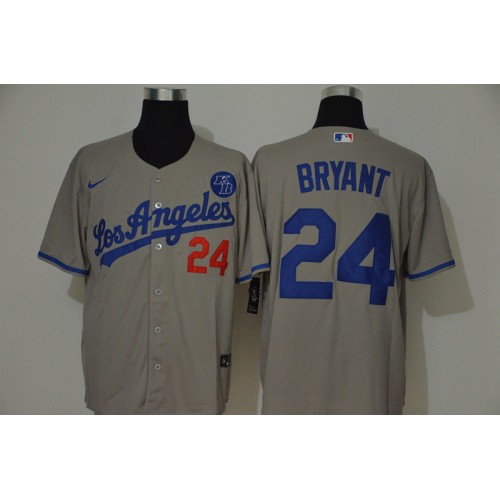 Los Angeles Los Angeles Dodgers #24 Kobe Bryant Men??s Grey Cool Base 2020 KB Patch Jersey Men's