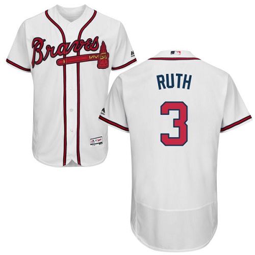 Atlanta Braves #3 Babe Ruth White Flexbase Authentic Collection Stitched Jersey Men's