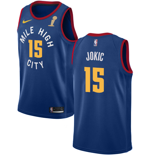 Nuggets #15 Nikola Jokic Blue Women's 2023 Finals Champions Swingman Statement Edition Jersey