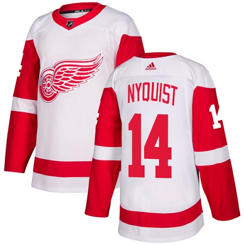 Adidas Detroit Red Wings #14 Gustav Nyquist White Road Authentic Stitched Youth Jersey Youth