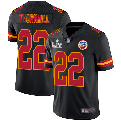 Kansas City Chiefs #22 Juan Thornhill Black Youth Super Bowl LV Bound Stitched Limited Rush Jersey Youth
