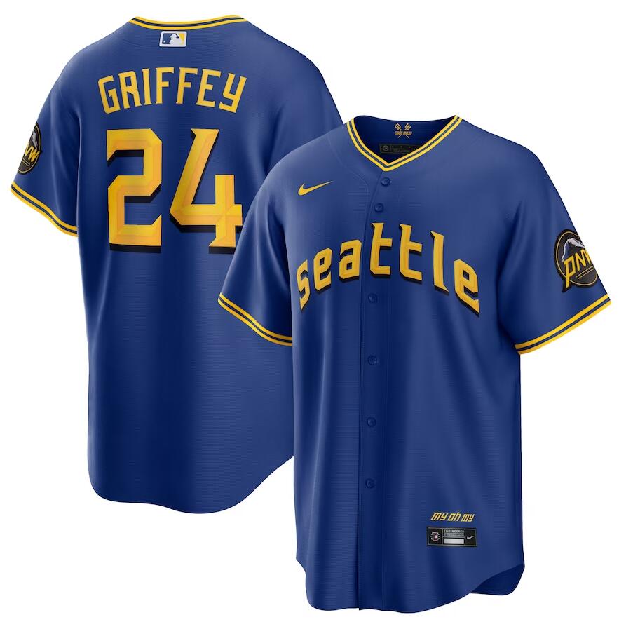 Seattle Mariners #24 Ken Griffey Jr. Men's Royal 2023 City Connect Player Jersey