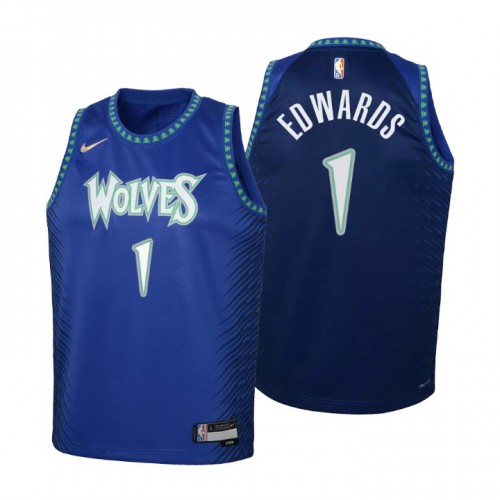 Minnesota Minnesota Timberwolves #1 Anthony Edwards Youth Blue 2021/22 Swingman Jersey - City Edition Youth