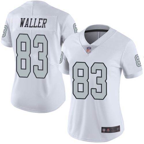 Raiders #83 Darren Waller White Women's Stitched Limited Rush Jersey
