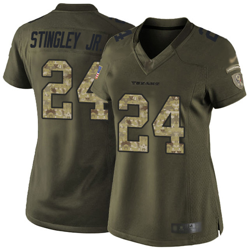 Texans #24 Derek Stingley Jr. Green Women's Stitched Limited 2015 Salute To Service Jersey