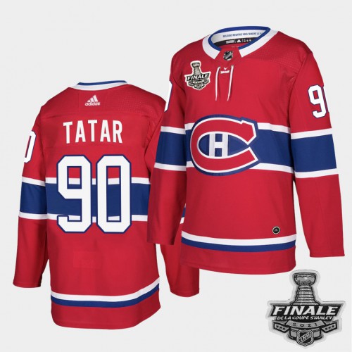 Adidas Montreal Canadiens #90 Tomas Tatar Red Home Authentic 2021 Stanley Cup Final Patch Jersey Men's