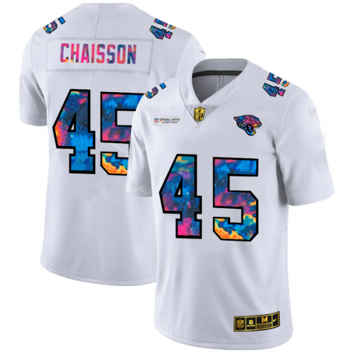 Jacksonville Jacksonville Jaguars #45 K'Lavon Chaisson Men's White Multi-Color 2020 Crucial Catch Limited Jersey Men's