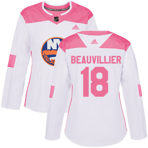 Adidas New York Islanders #18 Anthony Beauvillier White/Pink Authentic Fashion Women's Stitched Jersey Womens