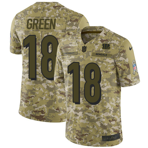 Cincinnati Bengals #18 A.J. Green Camo Men's Stitched Limited 2018 Salute To Service Jersey Men's