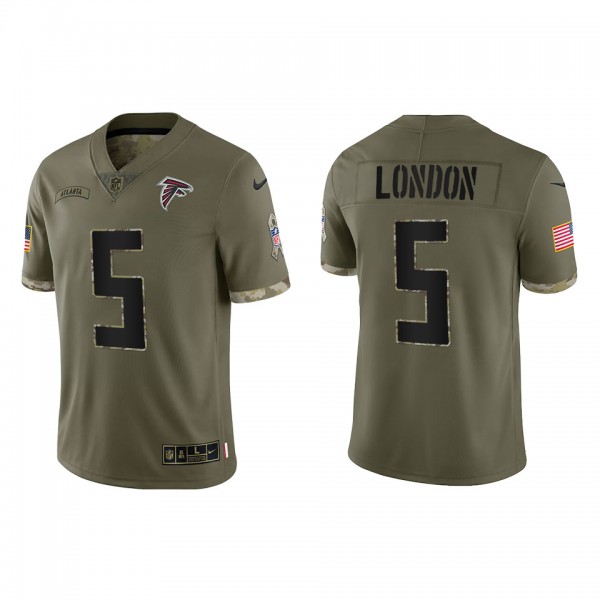 Men's Womens Youth Kids Atlanta Falcons #5 Drake London Olive 2023 Salute To Service Limited Jersey