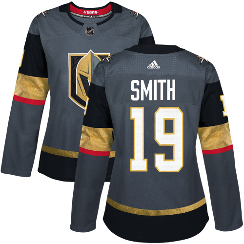 Adidas Golden Vegas Golden Knights #19 Reilly Smith Grey Home Authentic Women's Stitched Jersey Womens