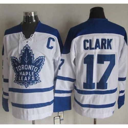 Maple Toronto Maple Leafs #17 Wendel Clark White CCM Throwback Winter Classic Stitched Jersey Men's