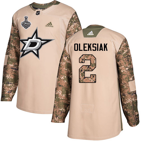 Adidas Dallas Stars #2 Jamie Oleksiak Camo Authentic 2017 Veterans Day 2020 Stanley Cup Final Stitched Jersey Men's