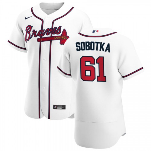 Atlanta Atlanta Braves #61 Chad Sobotka Men's White Home 2020 Authentic Player Jersey Men's