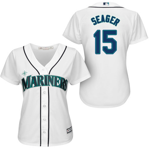 Seattle Mariners #15 Kyle Seager White Home Women's Stitched Jersey Womens
