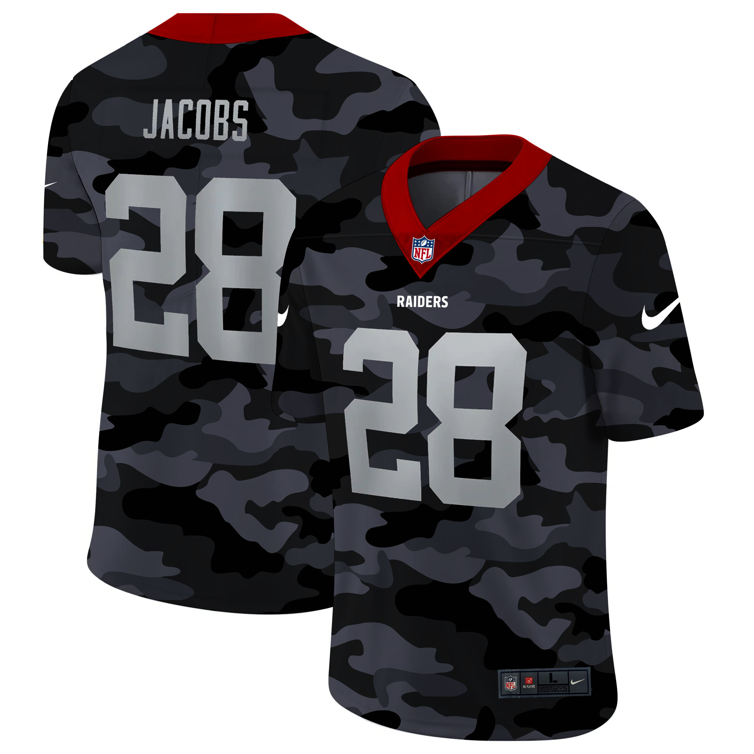 Las Vegas Raiders #28 Josh Jacobs Men's 2020 Black CAMO Vapor Untouchable Limited Stitched Jersey