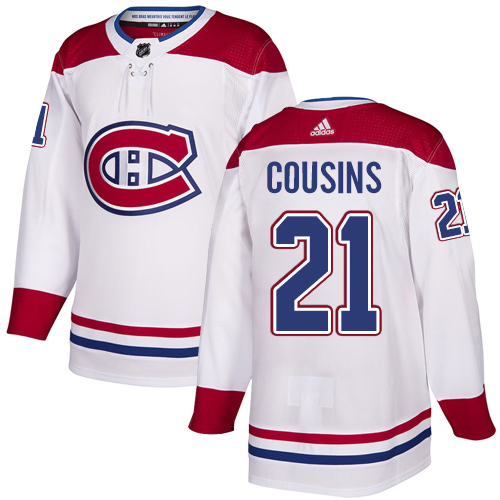 Adidas Montreal Canadiens #21 Nick Cousins White Road Authentic Stitched Jersey Men's