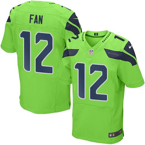 Seahawks #12 Fan Green Men's Stitched Elite Rush Jersey
