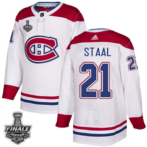 Adidas Montreal Canadiens #21 Eric Staal White Road Authentic Youth 2021 Stanley Cup Final Patch Jersey Youth