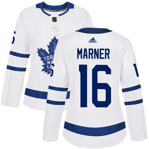 Adidas Maple Toronto Maple Leafs #16 Mitchell Marner White Road Authentic Women's Stitched Jersey Womens