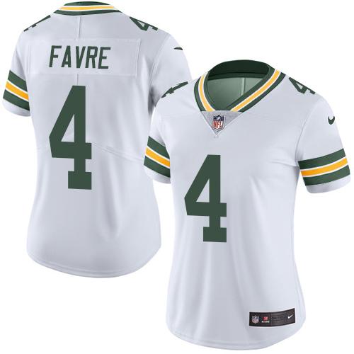 Green Bay Packers #4 Brett Favre White Women's Stitched Vapor Untouchable Limited Jersey Womens