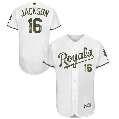Kansas City Royals #16 Bo Jackson White Flexbase Authentic Collection Memorial Day Stitched Jersey Men's
