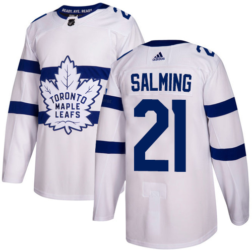 Adidas Maple Toronto Maple Leafs #21 Borje Salming White Authentic 2018 Stadium Series Stitched Jersey Men's