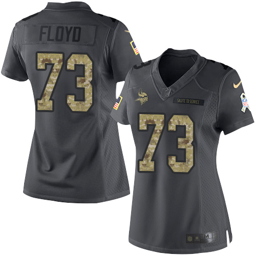 Minnesota Vikings #73 Sharrif Floyd Black Women's Stitched Limited 2016 Salute To Service Jersey Womens