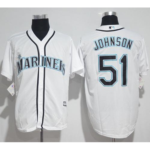 Seattle Mariners #51 Randy Johnson White New Cool Base Stitched Jersey Men's
