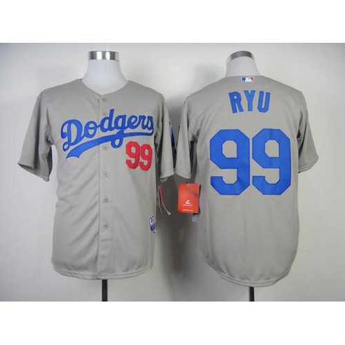 Los Angeles Dodgers #99 Hyun-Jin Ryu Grey Cool Base Stitched Jersey Men's