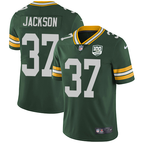Green Bay Packers #37 Josh Jackson Green Team Color Men's 100th Season Stitched Vapor Untouchable Limited Jersey Men's