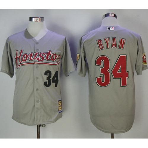 Houston Astros #34 Nolan Ryan Grey 2006 Turn Back The Clock Stitched Jersey Men's