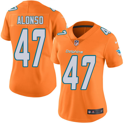 Miami Dolphins #47 Kiko Alonso Orange Women's Stitched Limited Rush Jersey Womens