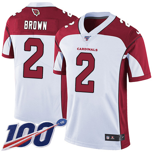 Cardinals #2 Marquise Brown White Men's Stitched 100th Season Vapor Untouchable Limited Jersey